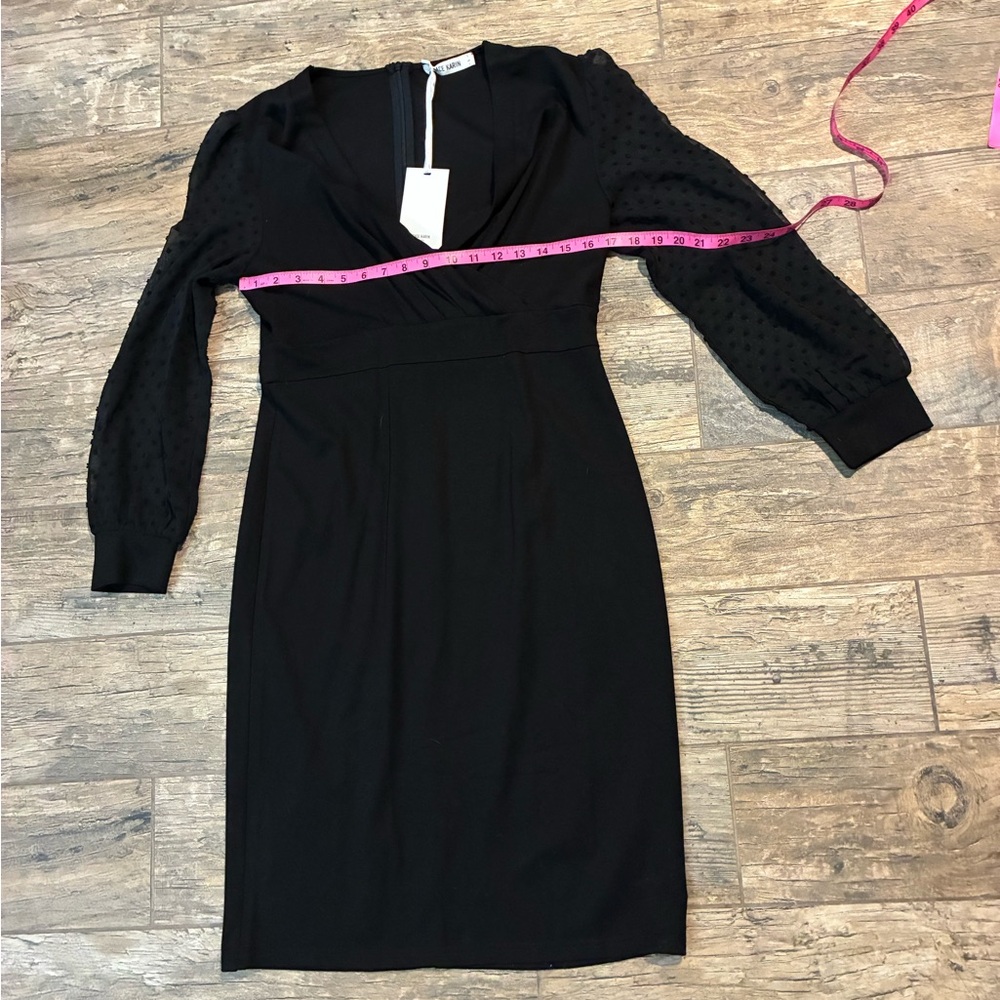 Grace Karin Black Midi Dress with Sheer Sleeves - Picture 4 of 5